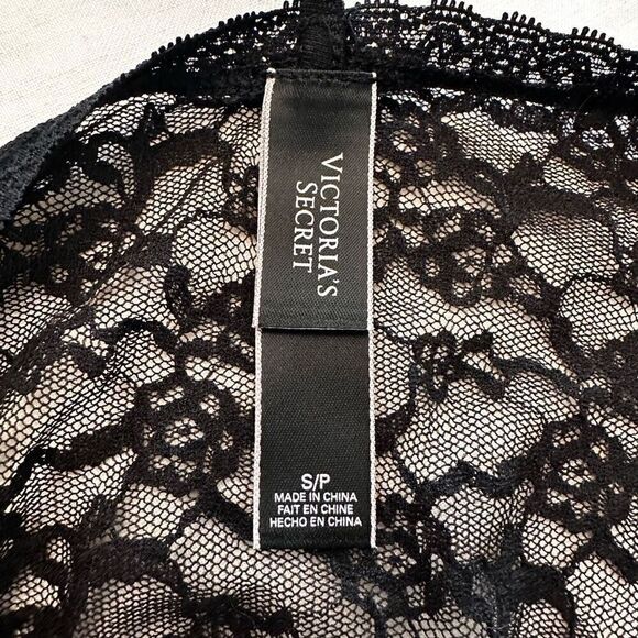 Vintage Victoria's Secret High Neck Halter Full Lace Y Back Slip Dress Black Sma - Picture 4 of 4